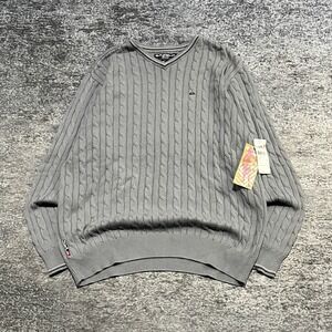 NEW Quiksilver Cable Knit Sweater Mens XL Gray Vintage Y2K Surf Skater Grunge